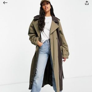Trench coat- leather accents
